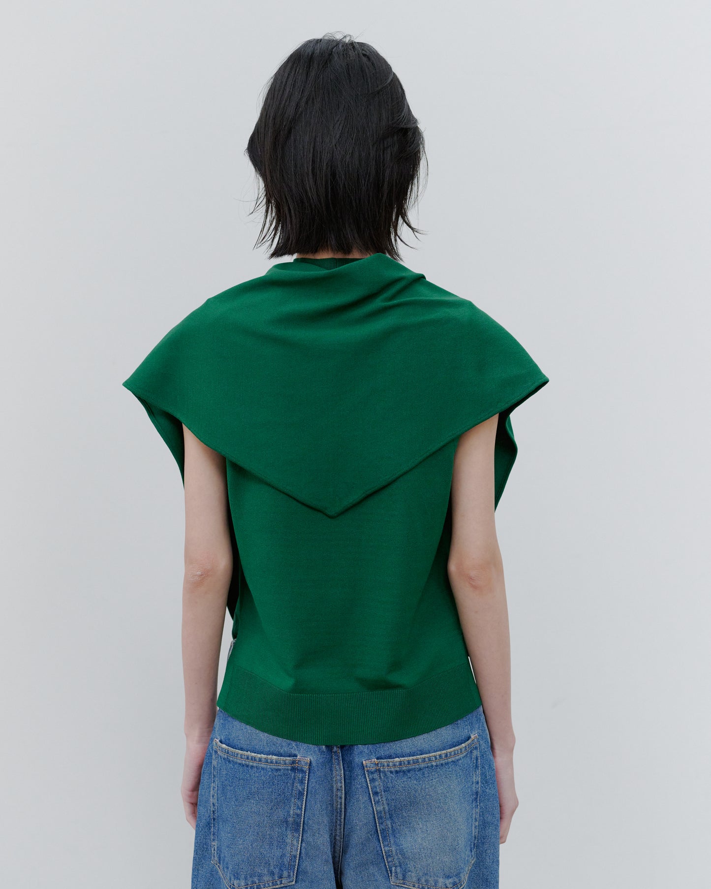 SCARF KNIT TOPS/GREEN