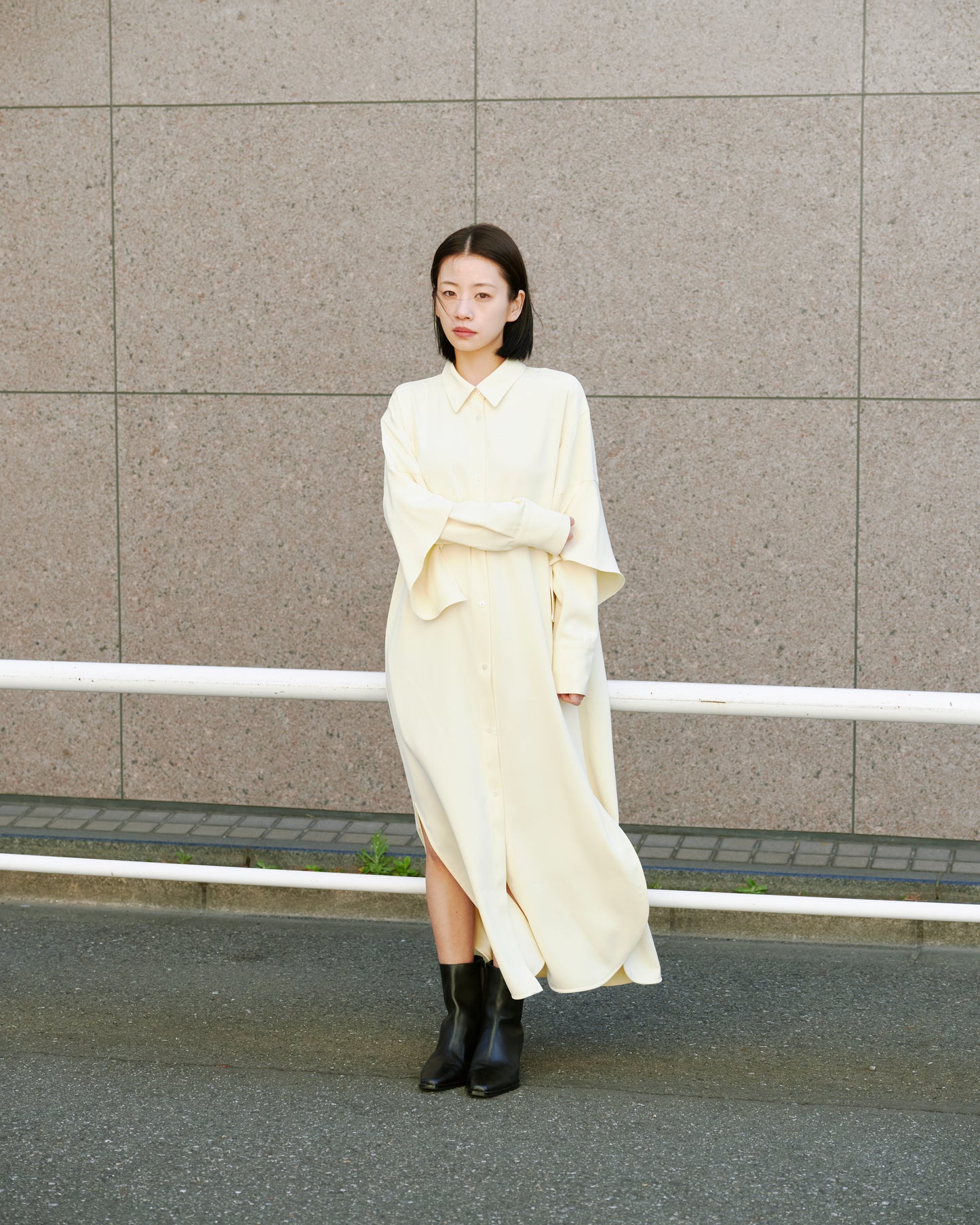 LONG SHIRT DRESS/WHITE