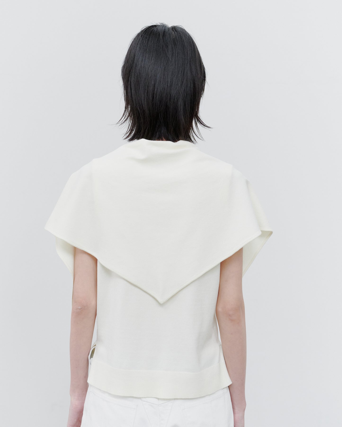 SCARF KNIT TOPS/WHITE