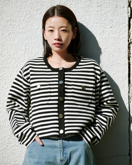 KNIT CARDIGAN/BORDER