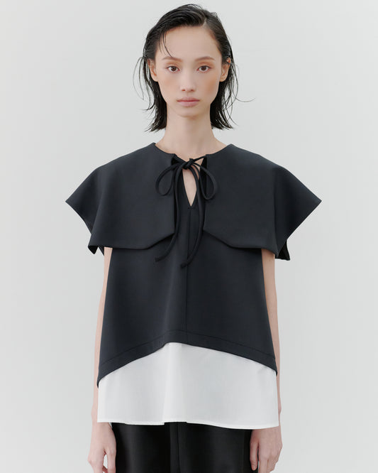 LAYERD CAPE TOPS/BLACK