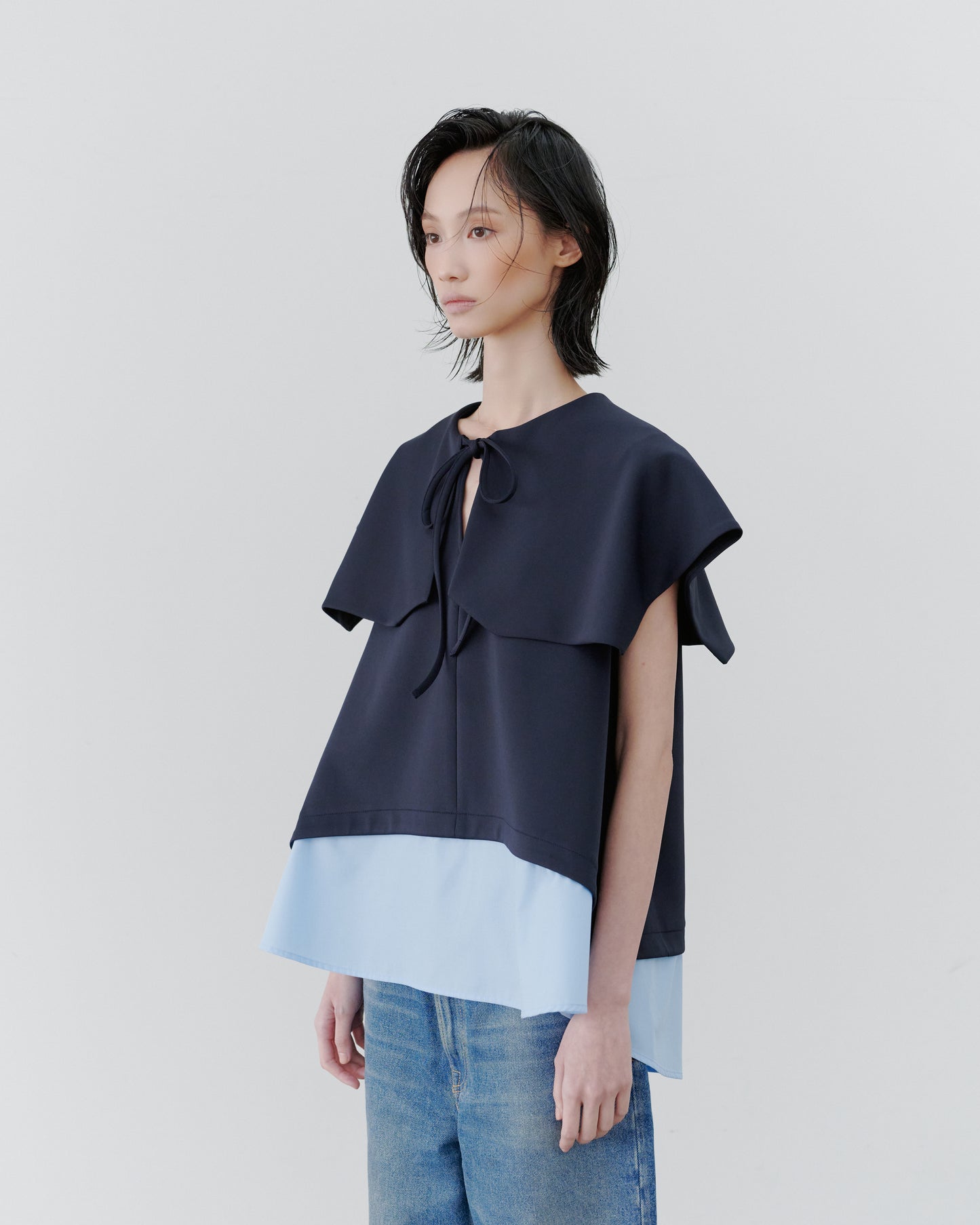 LAYERD CAPE TOPS/NAVY