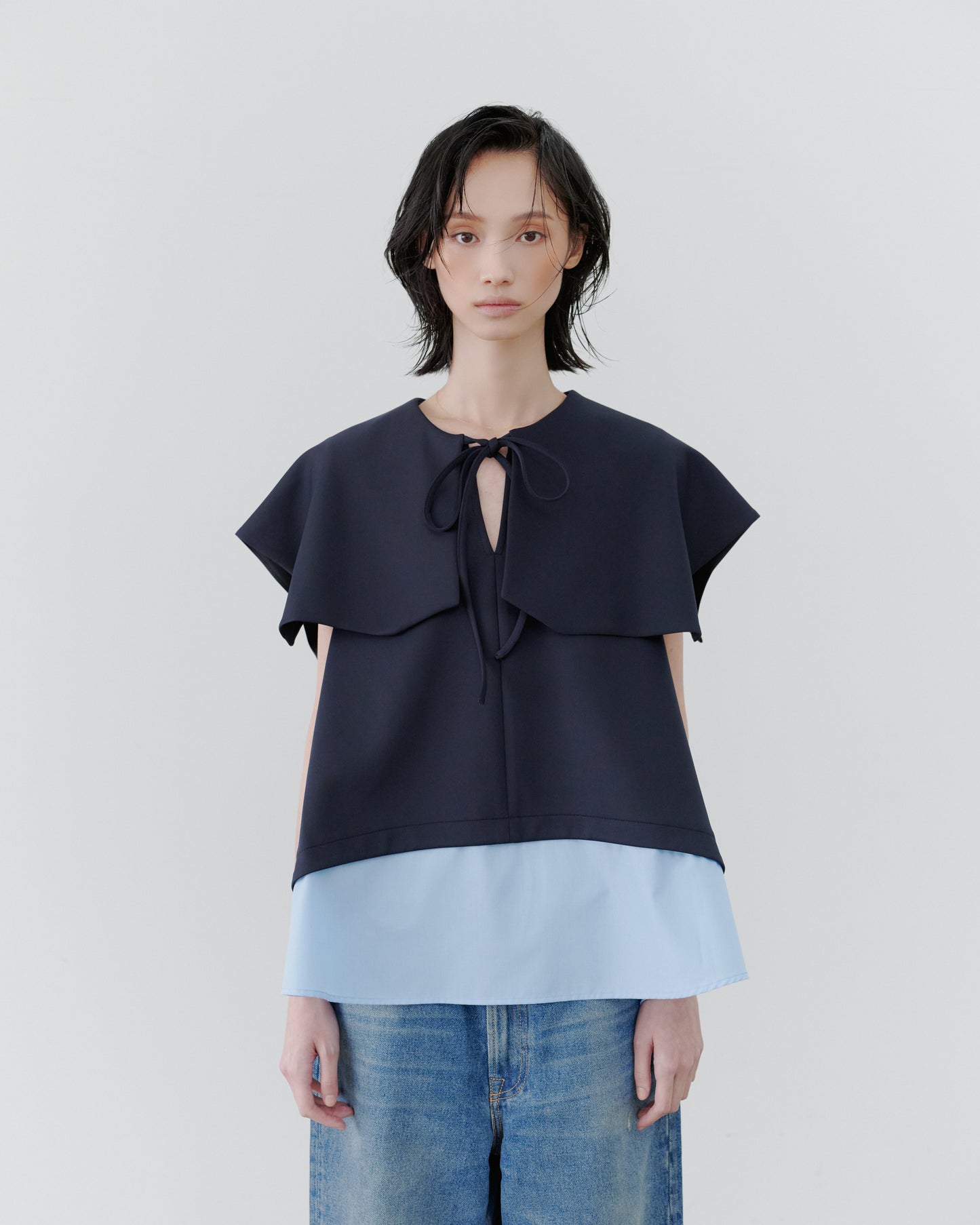 LAYERD CAPE TOPS/NAVY