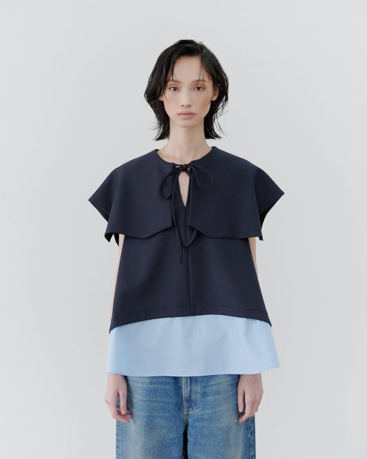 LAYERD CAPE TOPS/NAVY