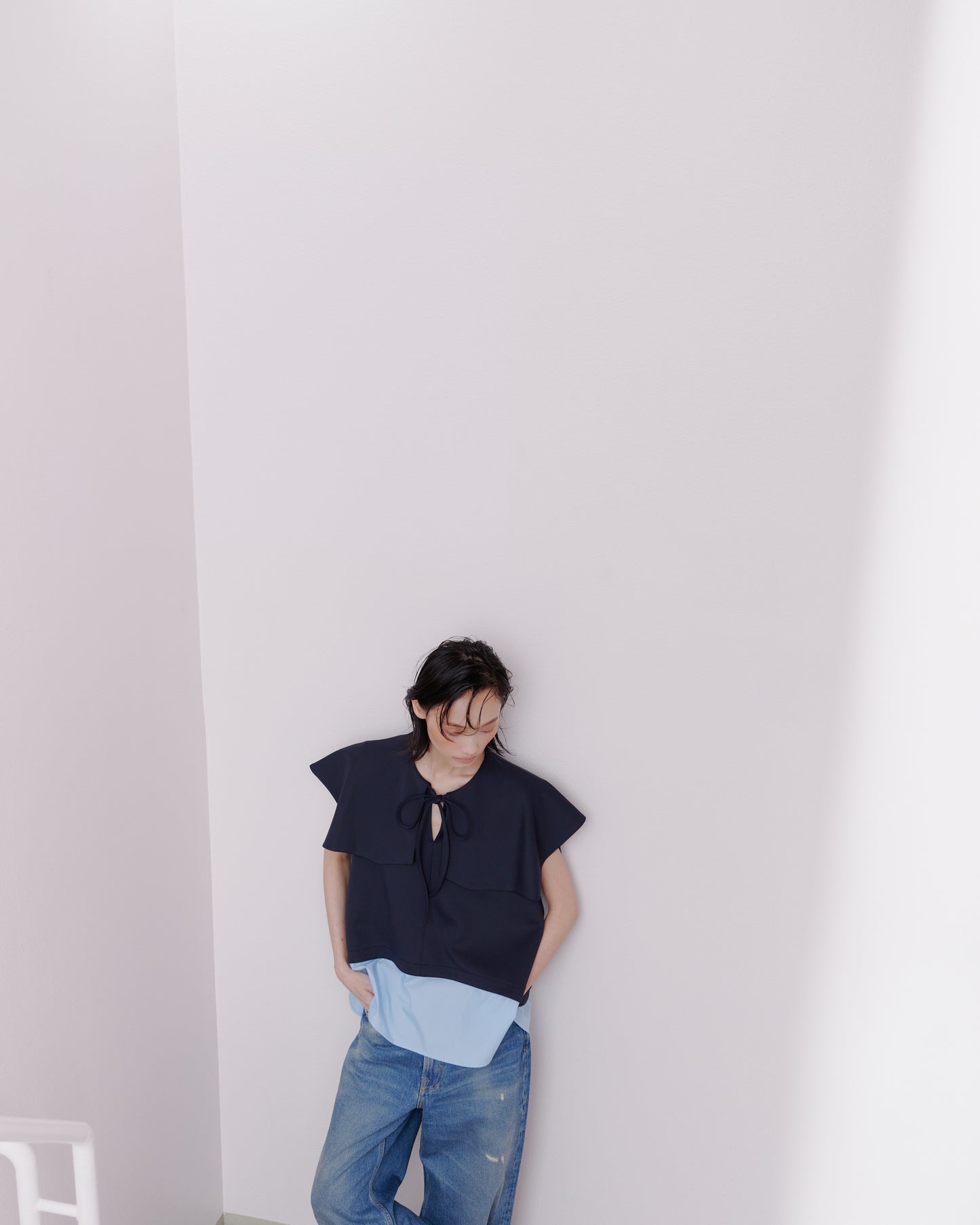 LAYERD CAPE TOPS/NAVY