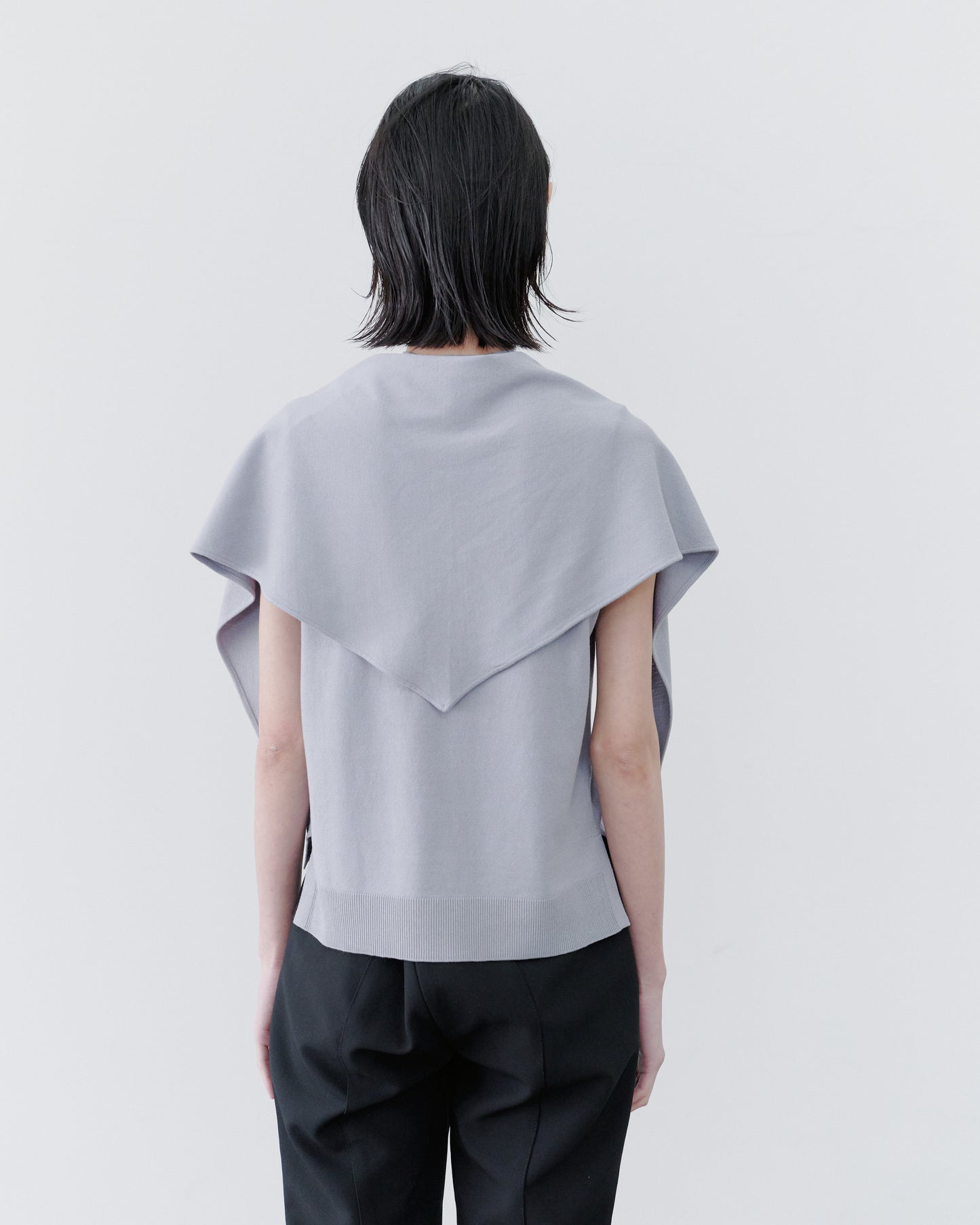 SCARF KNIT TOPS/GRAY