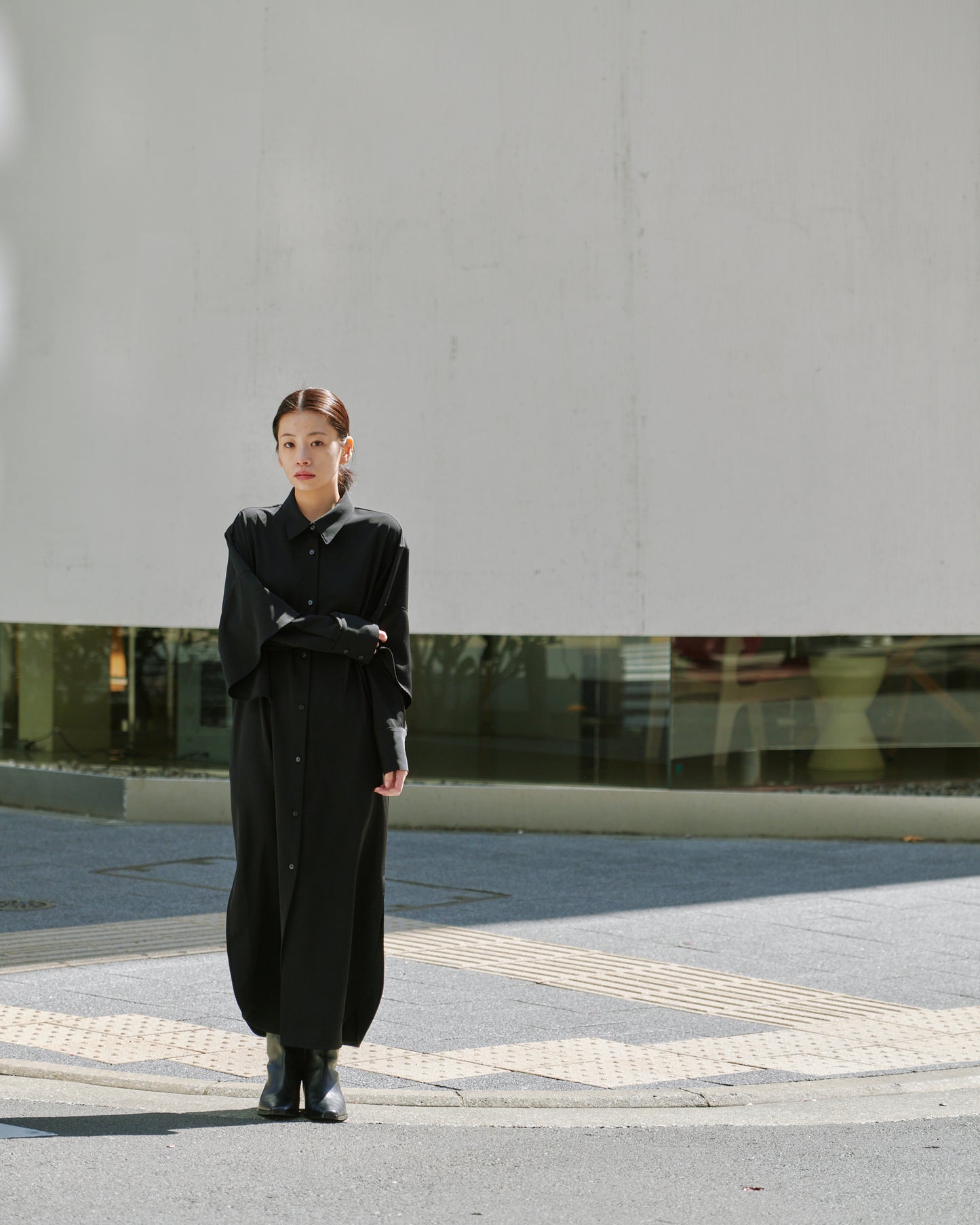 LONG SHIRT DRESS/BLACK