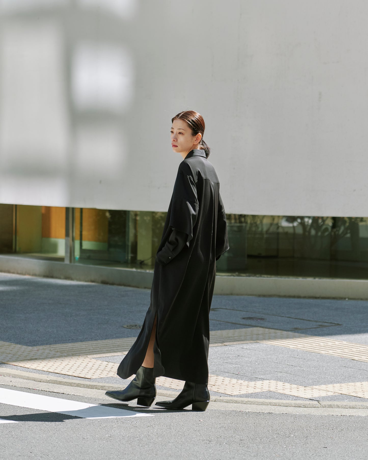 LONG SHIRT DRESS/BLACK