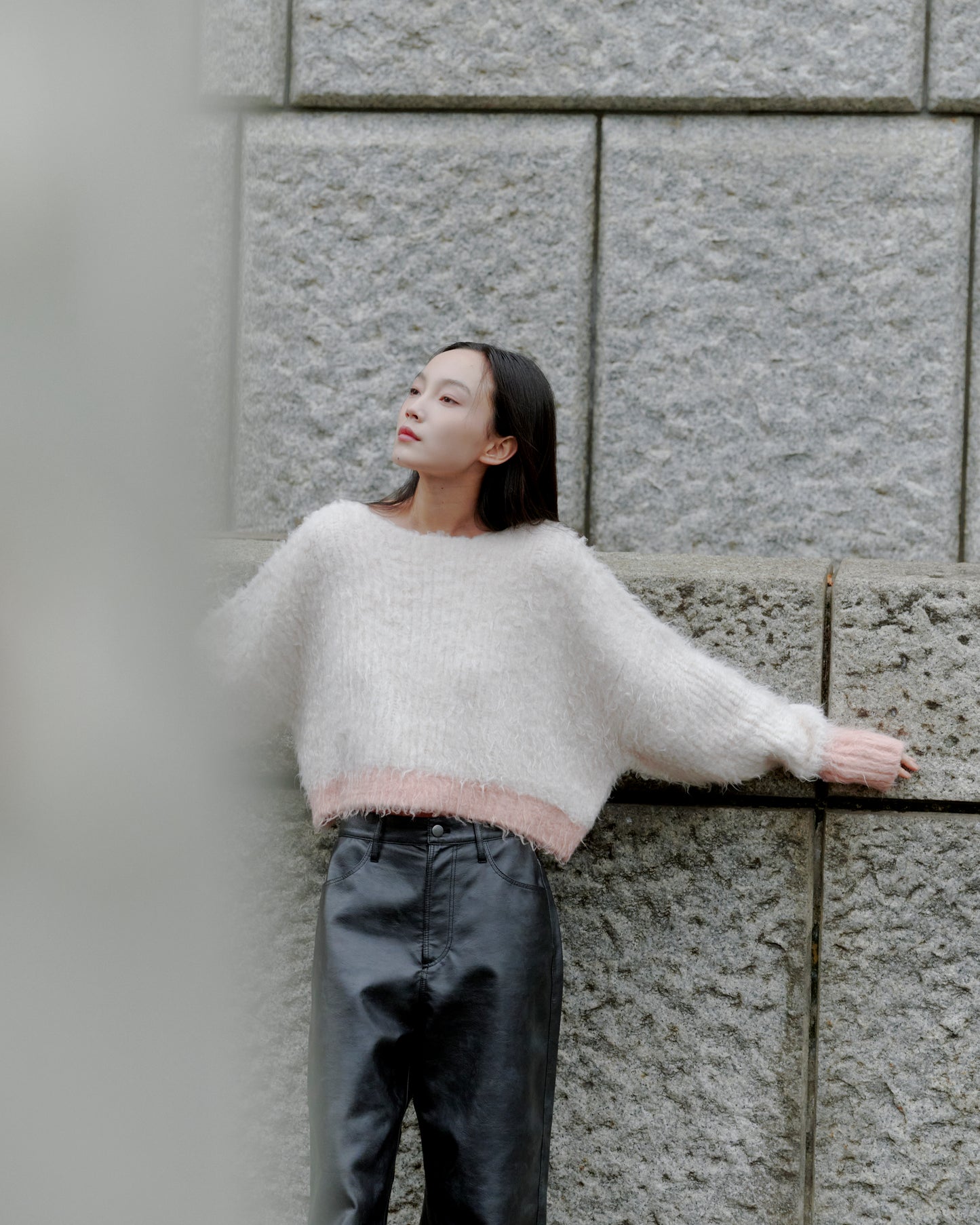 SHAGGY BICOLOR KNIT/PINK