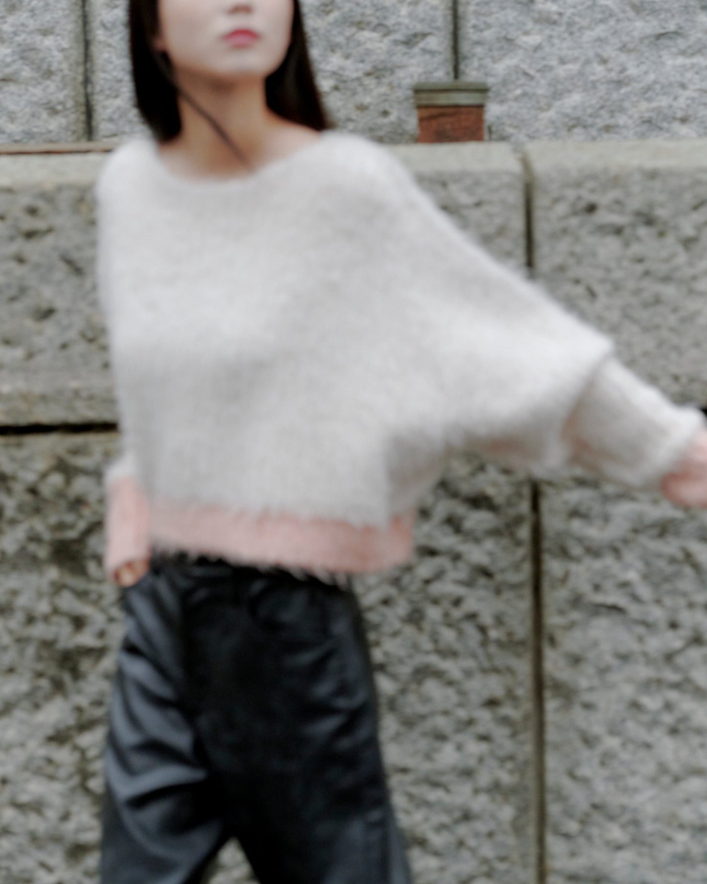 SHAGGY BICOLOR KNIT/PINK
