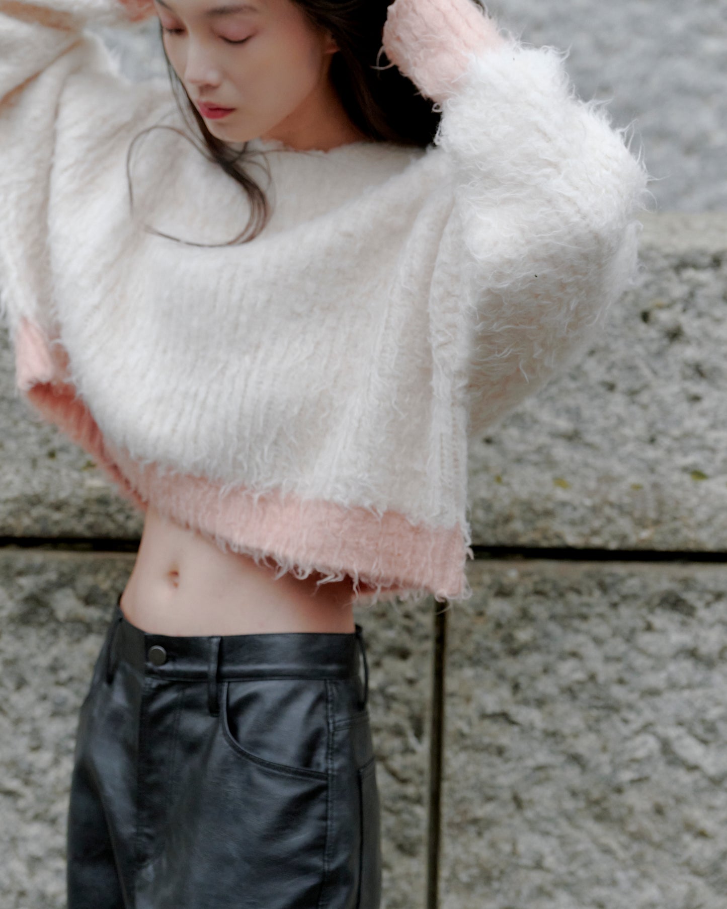 SHAGGY BICOLOR KNIT/PINK