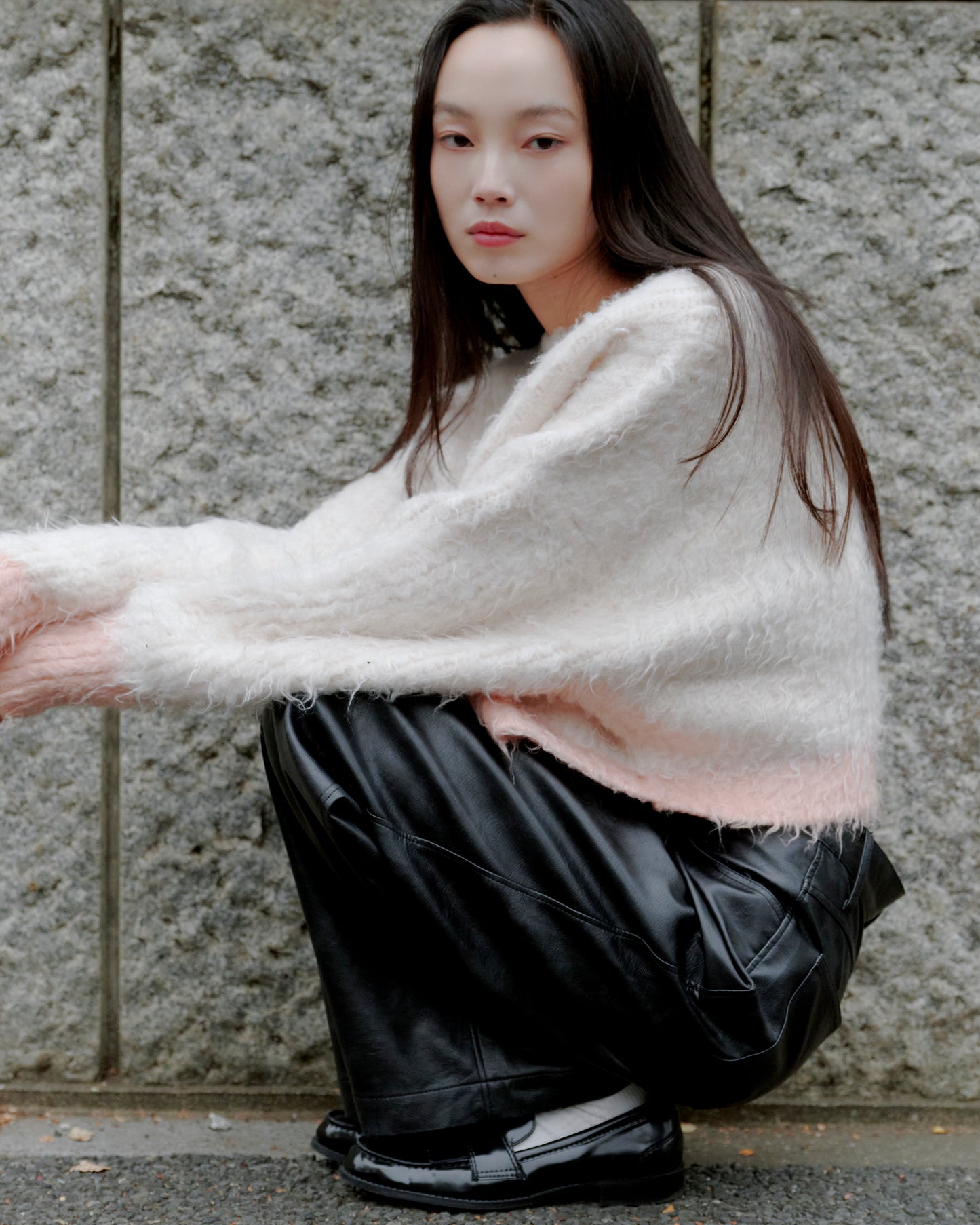 SHAGGY BICOLOR KNIT/PINK