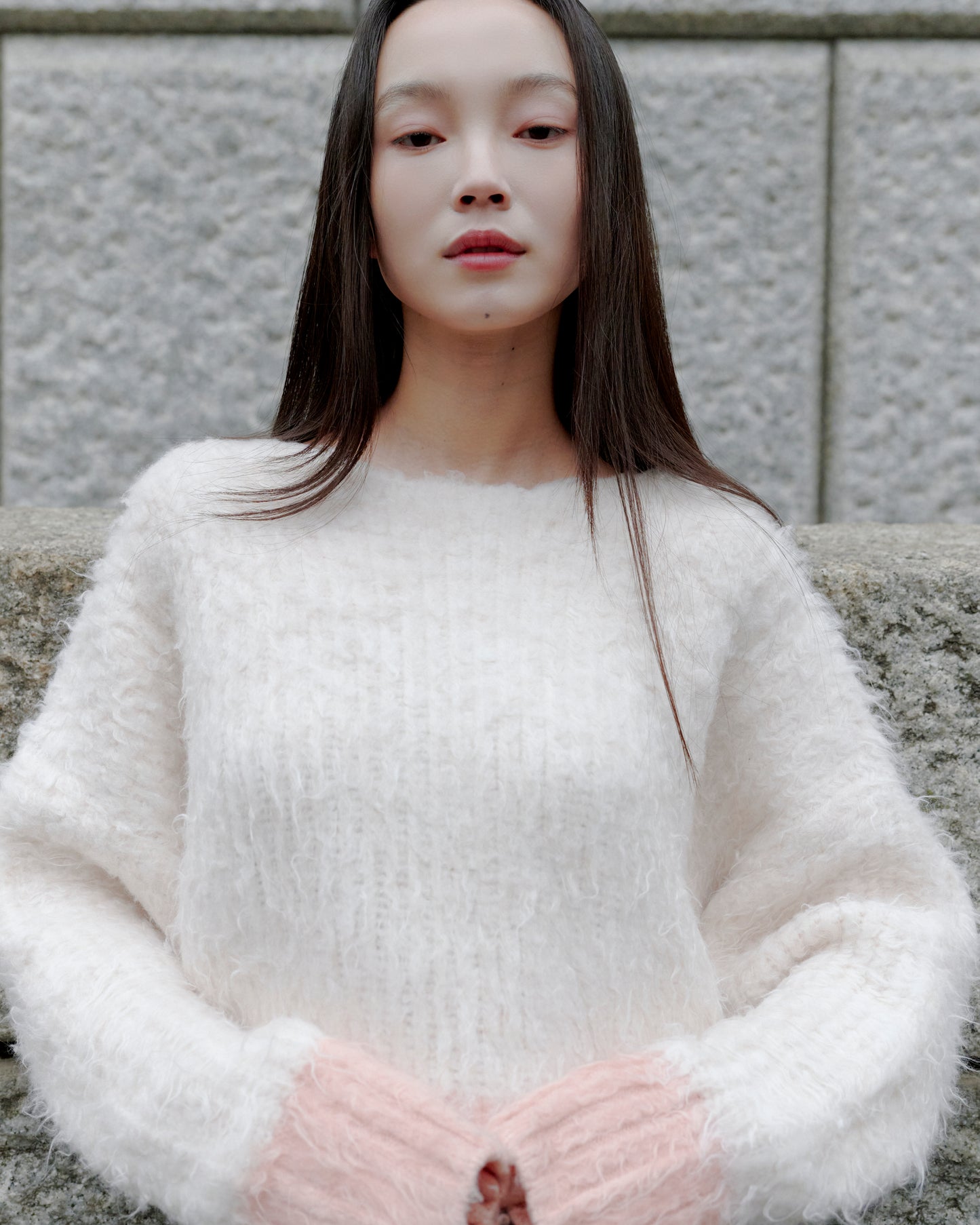 SHAGGY BICOLOR KNIT/PINK