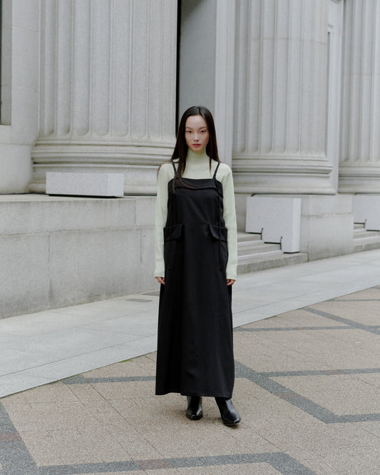 POCKET CAMI DRESS/BLACK