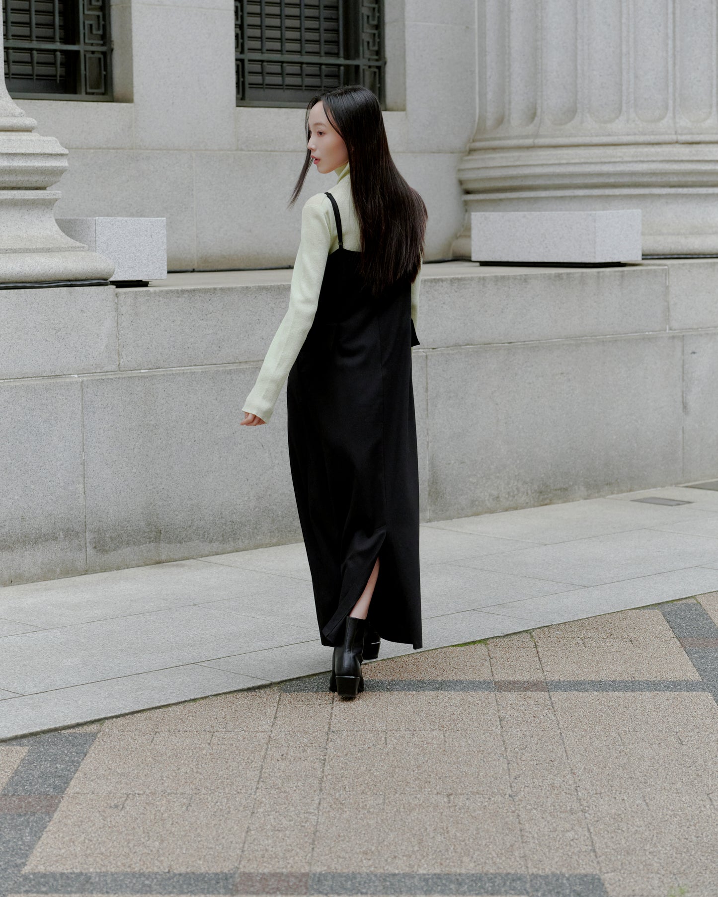 POCKET CAMI DRESS/BLACK