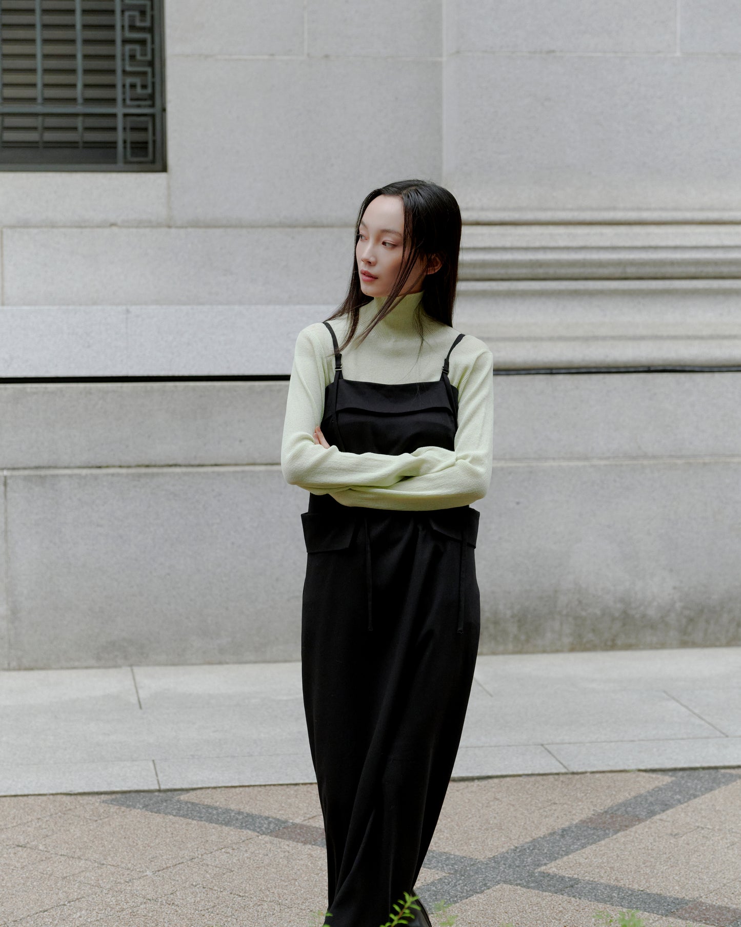 POCKET CAMI DRESS/BLACK