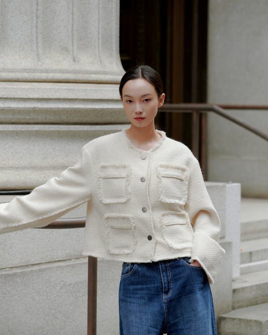 TWEED JACKET/WHITE