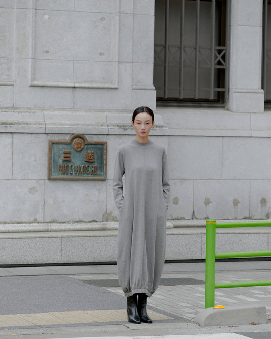 BALLOON KNIT DRESS/GRAY