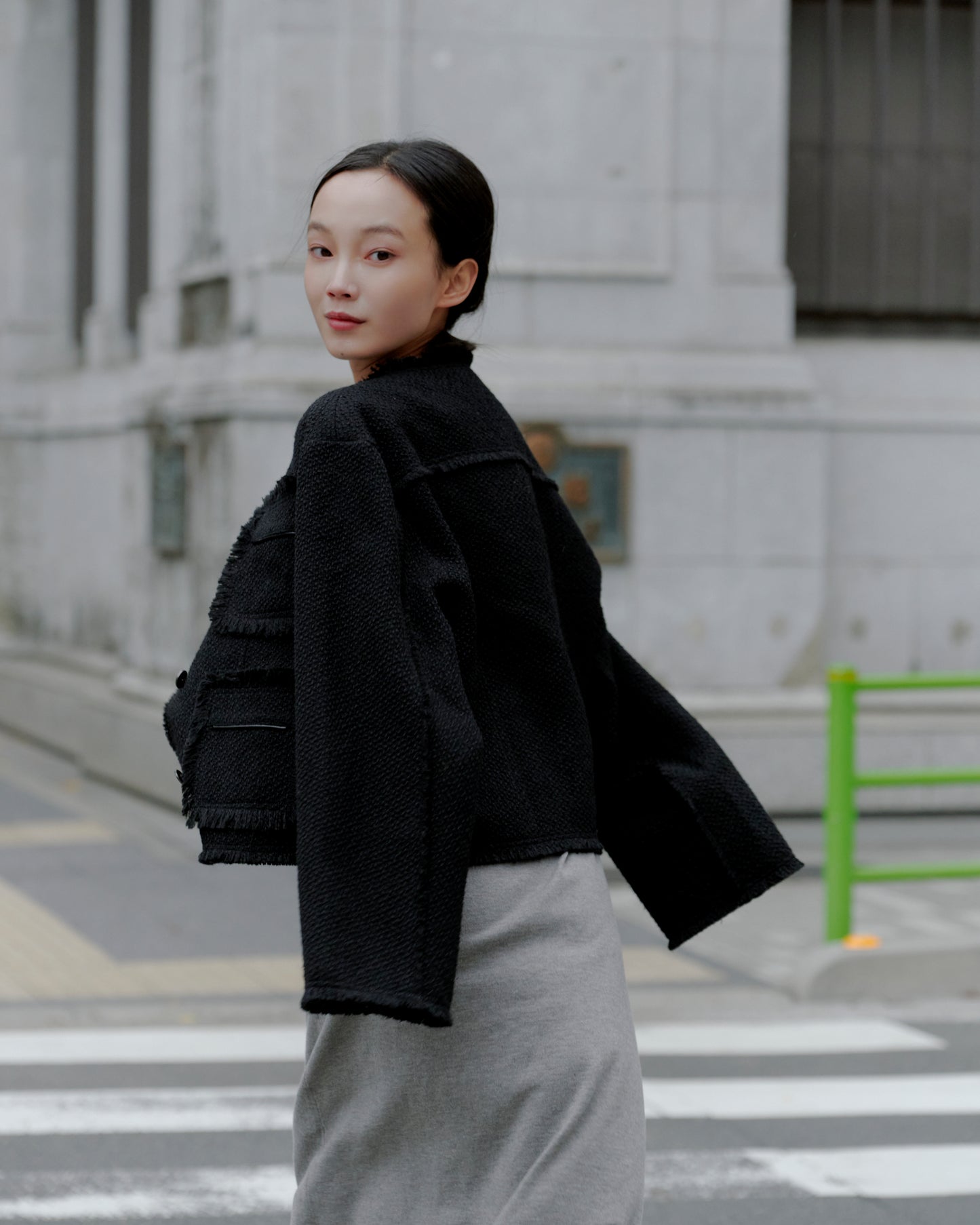 BALLOON KNIT DRESS/GRAY