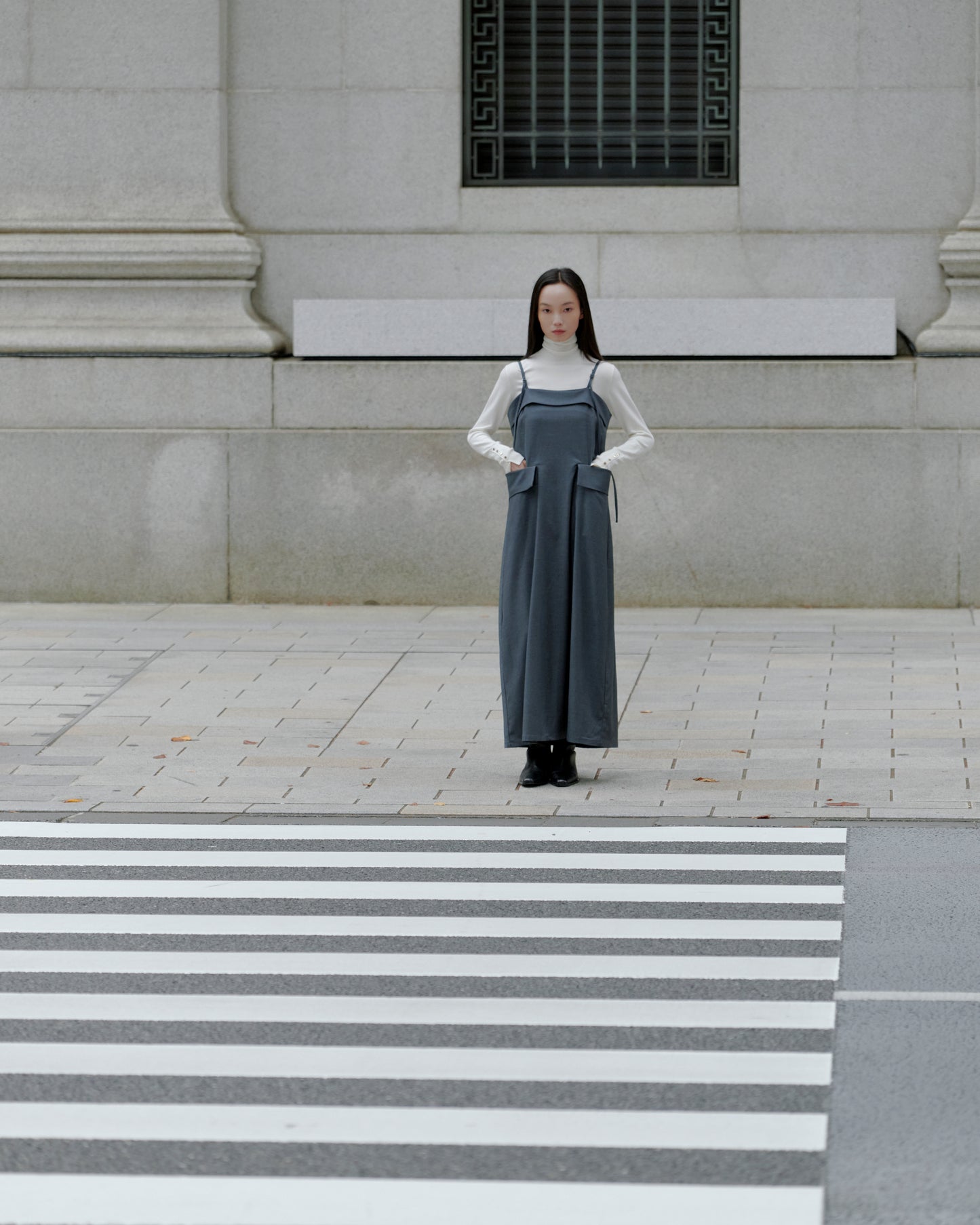 POCKET CAMI DRESS/GRAY