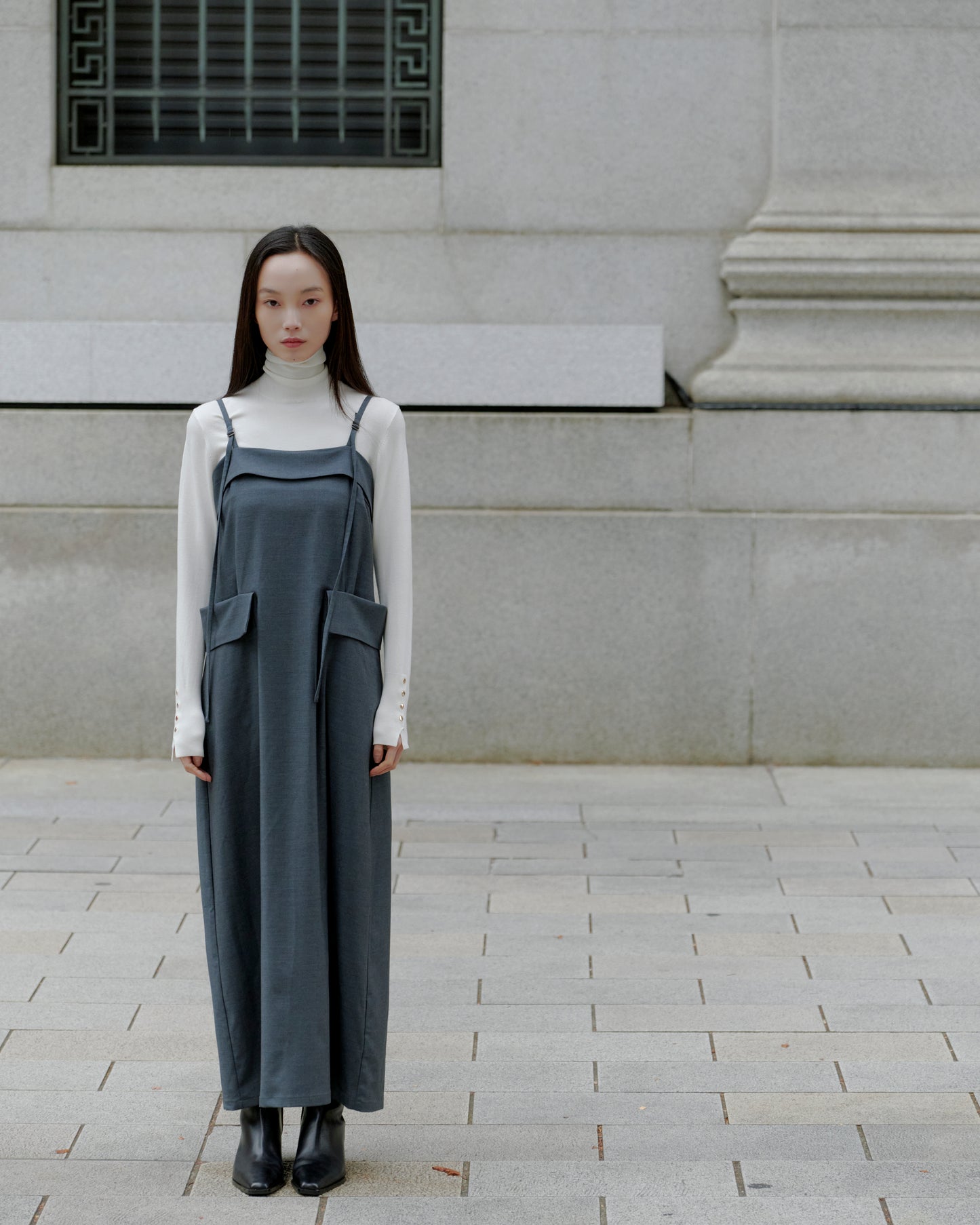 POCKET CAMI DRESS/GRAY